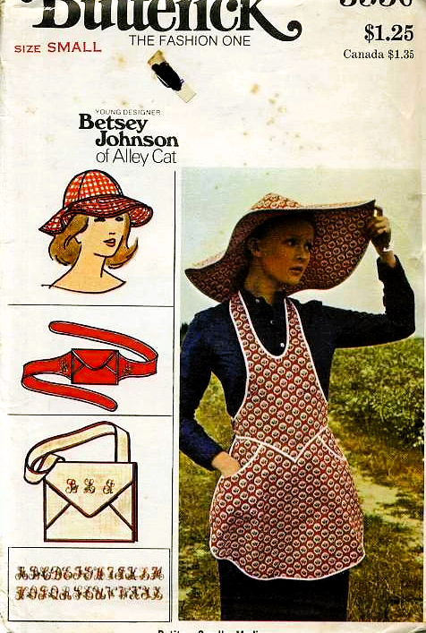 1970s Vintage BETSEY JOHNSON Alley Cat Apron Hats Bag and Belt Pattern BUTTERICK 3550 Vintage Sewing Pattern FACTORY FOLDED