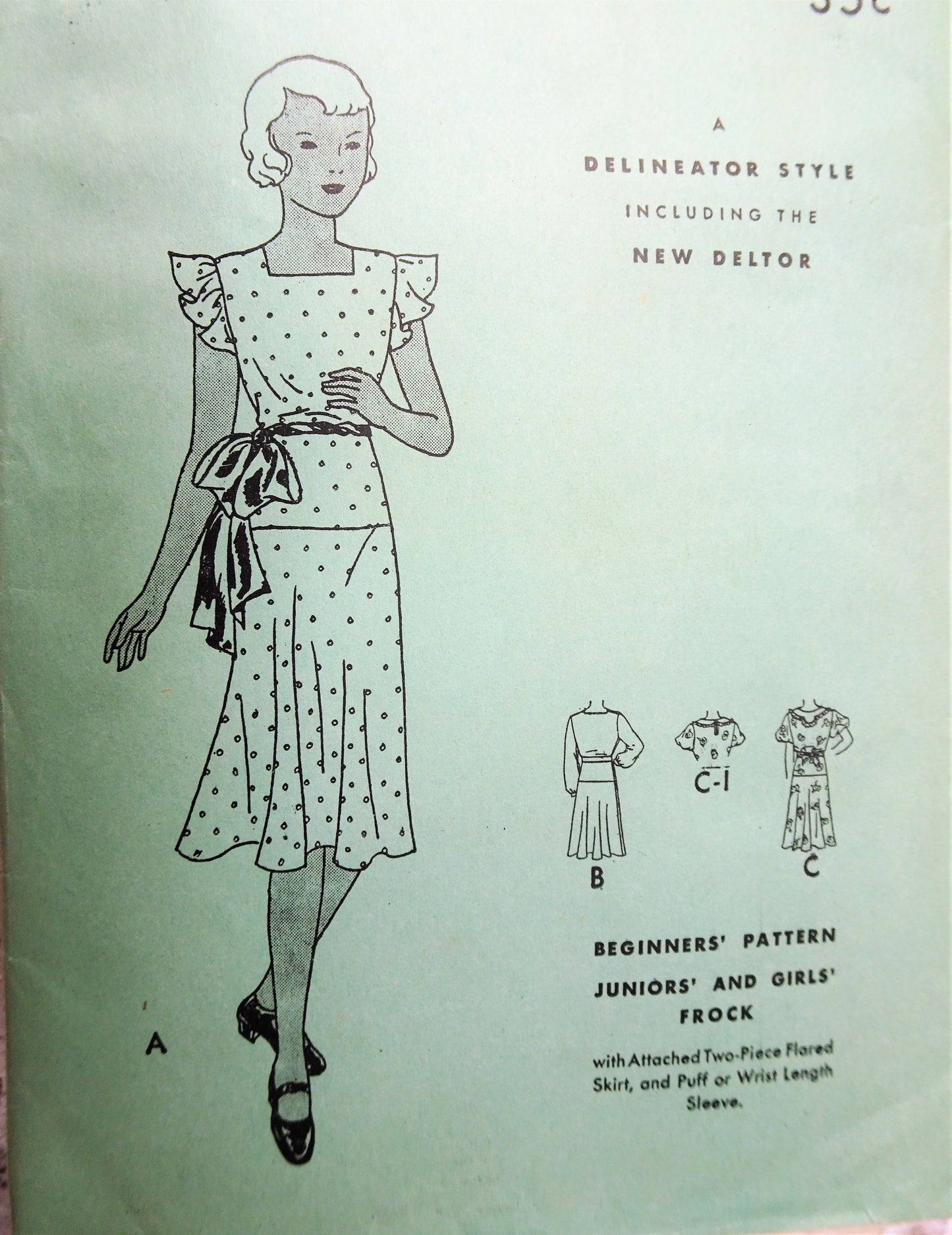 1930s LOVELY Girls Flapper Era Party Dress Pattern BUTTERICK 4865 Three Styles Size 9 Beginners Vintage Sewing Pattern