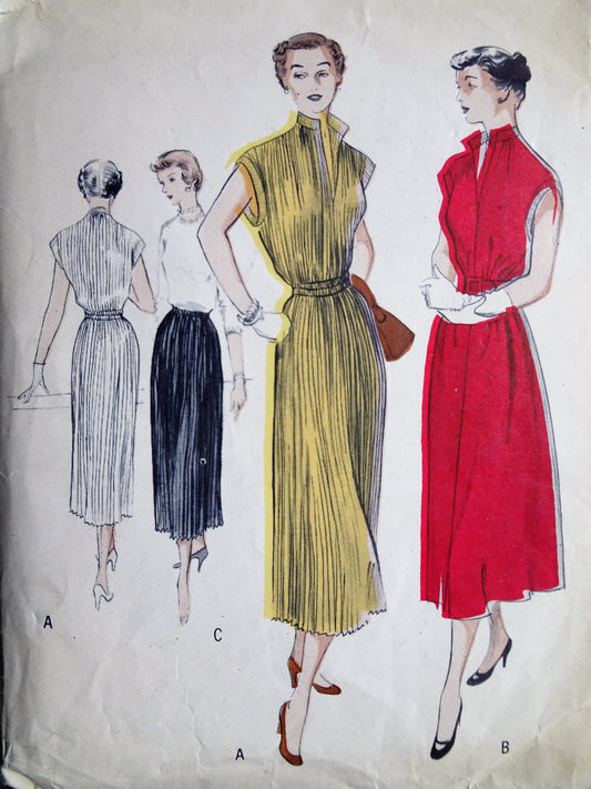 1950s STYLISH Sheath Dress or Skirt Pattern BUTTERICK 5210  Bust 36 ,Quick and Easy Vintage Sewing Pattern