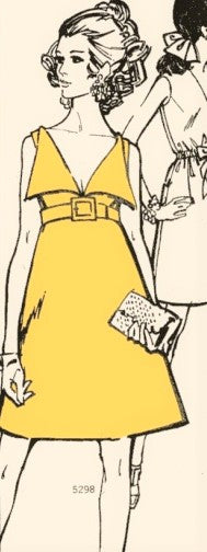 MOD 60s Fab Cocktail Party Dress Pattern BUTTERICK 5298 Low V Neckline Wide Collar Empire Evening Dress Bust 36 Vintage Sewing Pattern