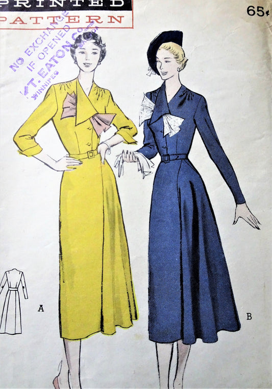 STUNNING 1940s Flattering Asymmetric Dress Pattern BUTTERICK 5365, Beautiful and Unique Design, Bust 34 Vintage sewing Pattern