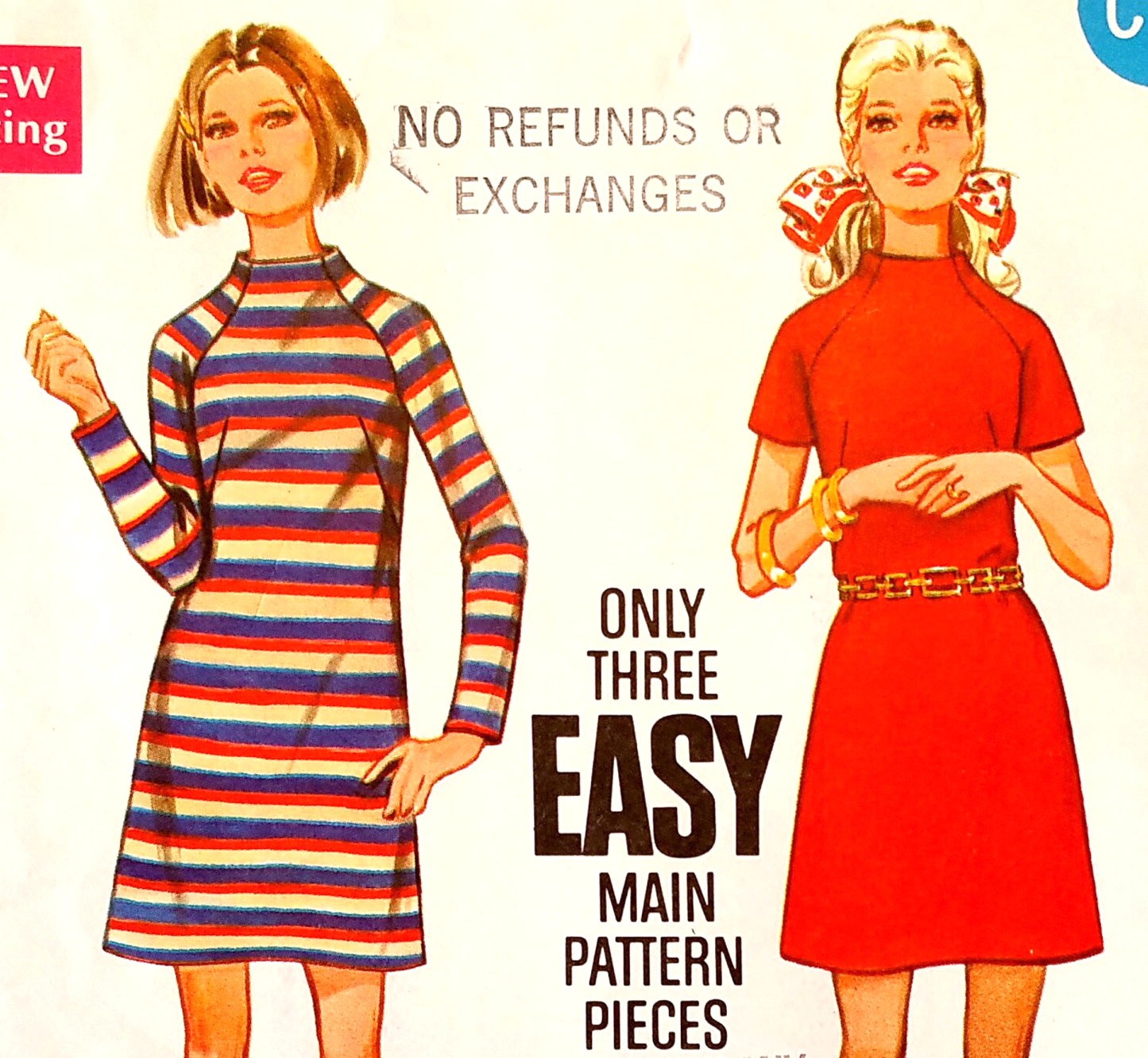 1960s MOD Slim Dress Pattern BUTTERICK 5608 Cute Design With Standing Neckline Bust 34 Easy To Sew Only 3 Main Pattern Pcs Vintage Sewing Pattern