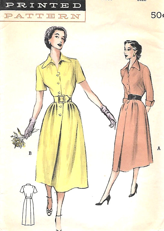 1950s Smart TAILORED Dress Pattern BUTTERICK 5662 Two Figure Flattering Versions Bust 34 Vintage Sewing Pattern FACTORY FOLDED