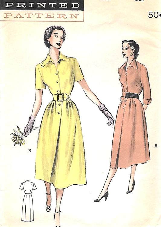 1950s Smart TAILORED Dress Pattern BUTTERICK 5662 Two Figure Flattering Versions Bust 34 Vintage Sewing Pattern FACTORY FOLDED