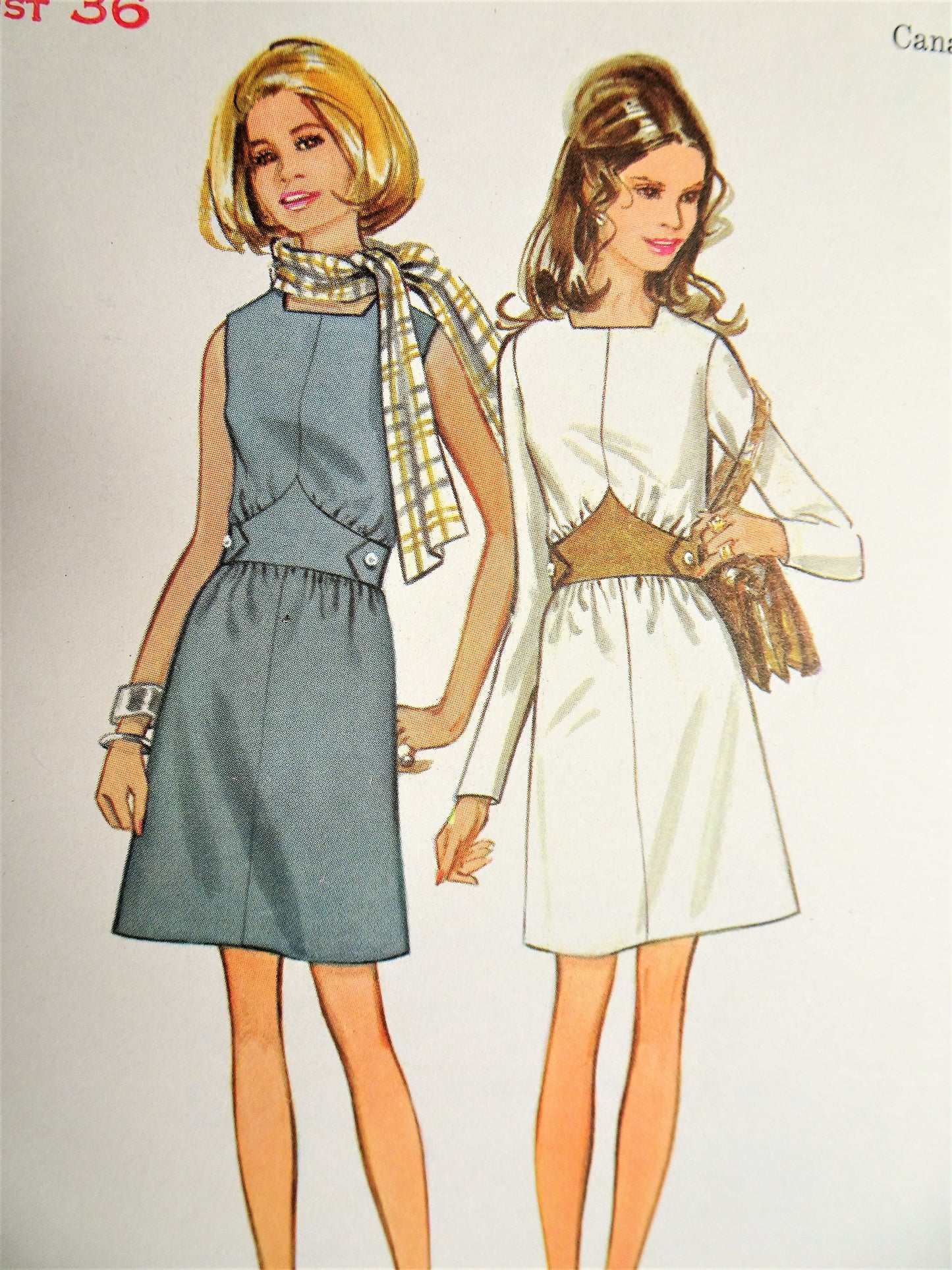 1960s BUTTERICK 5747 Mod Pattern Bust 36 Vintage Sewing Pattern