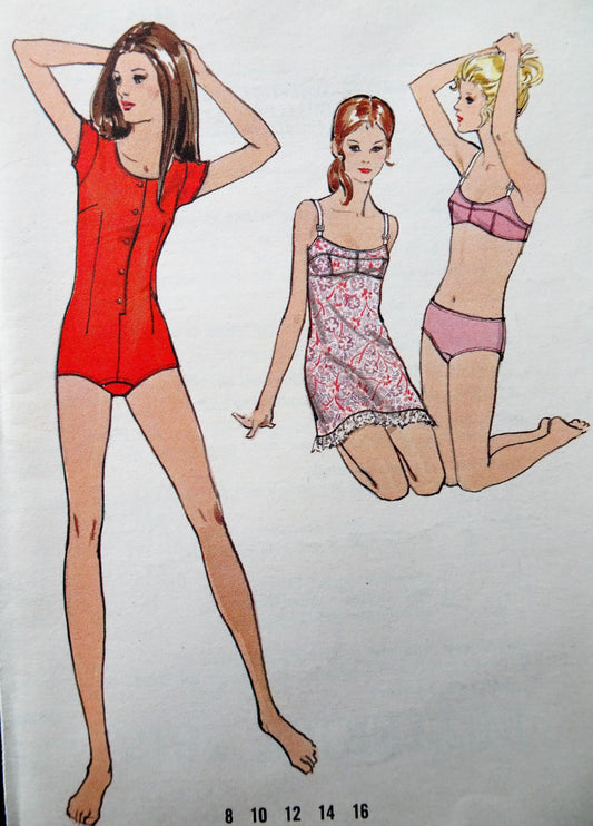 1970s RETRO Bodysuit,Bra Slip or Bra and Briefs Pattern BUTTERICK 5813 Lingerie Pattern Bust 34 Vintage Sewing Pattern FF