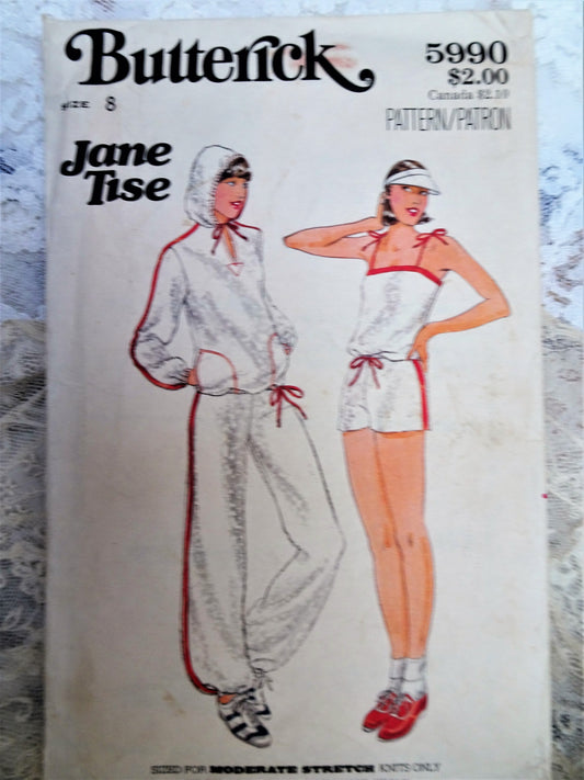 1970s CUTE Designer Jane Tise  Jacket,Top,Pants and Shorts Pattern BUTTERICK 5990 Jogging, Lounging Wear or Beachwear,Bust 32 Vintage Sewing Pattern