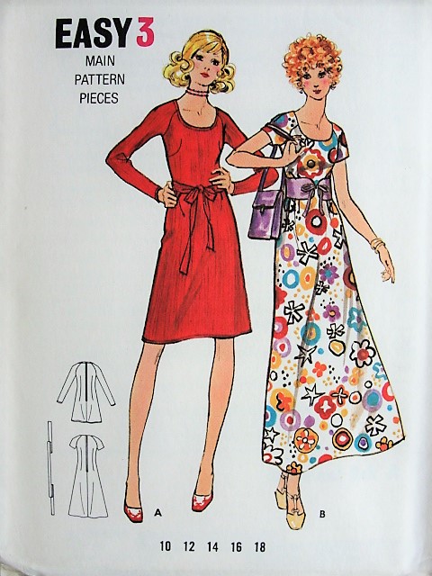 1960s MOD Flared Dress in Two Lengths Butterick 6147 Vintage Sewing Pattern Bust 32 1/2