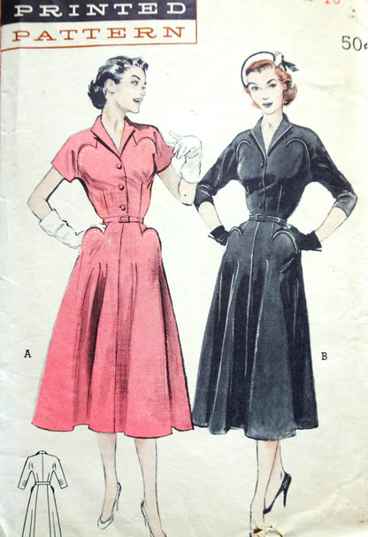 BEAUTIFUL Curved Pockets Detailed Dress Pattern BUTTERICK 6158 Day or After 5 Style Bust 34 Vintage Sewing Pattern