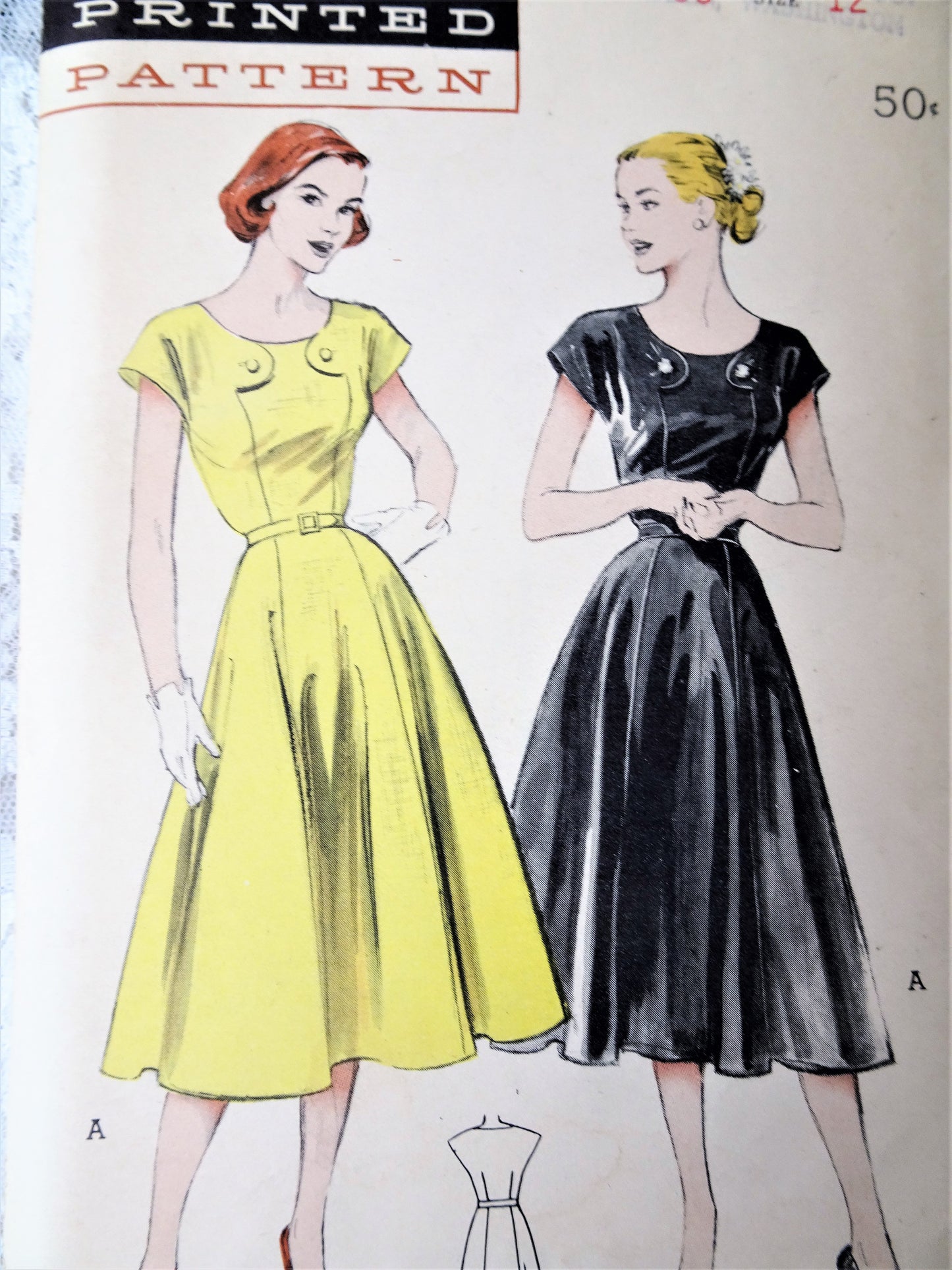 1950s PRETTY Bodice Detailed Dress Pattern BUTTERICK 6183  Scoop Neckline Slimming 6 Gore Skirt Dress Day or Party Bust 30 Vintage Sewing Pattern FF