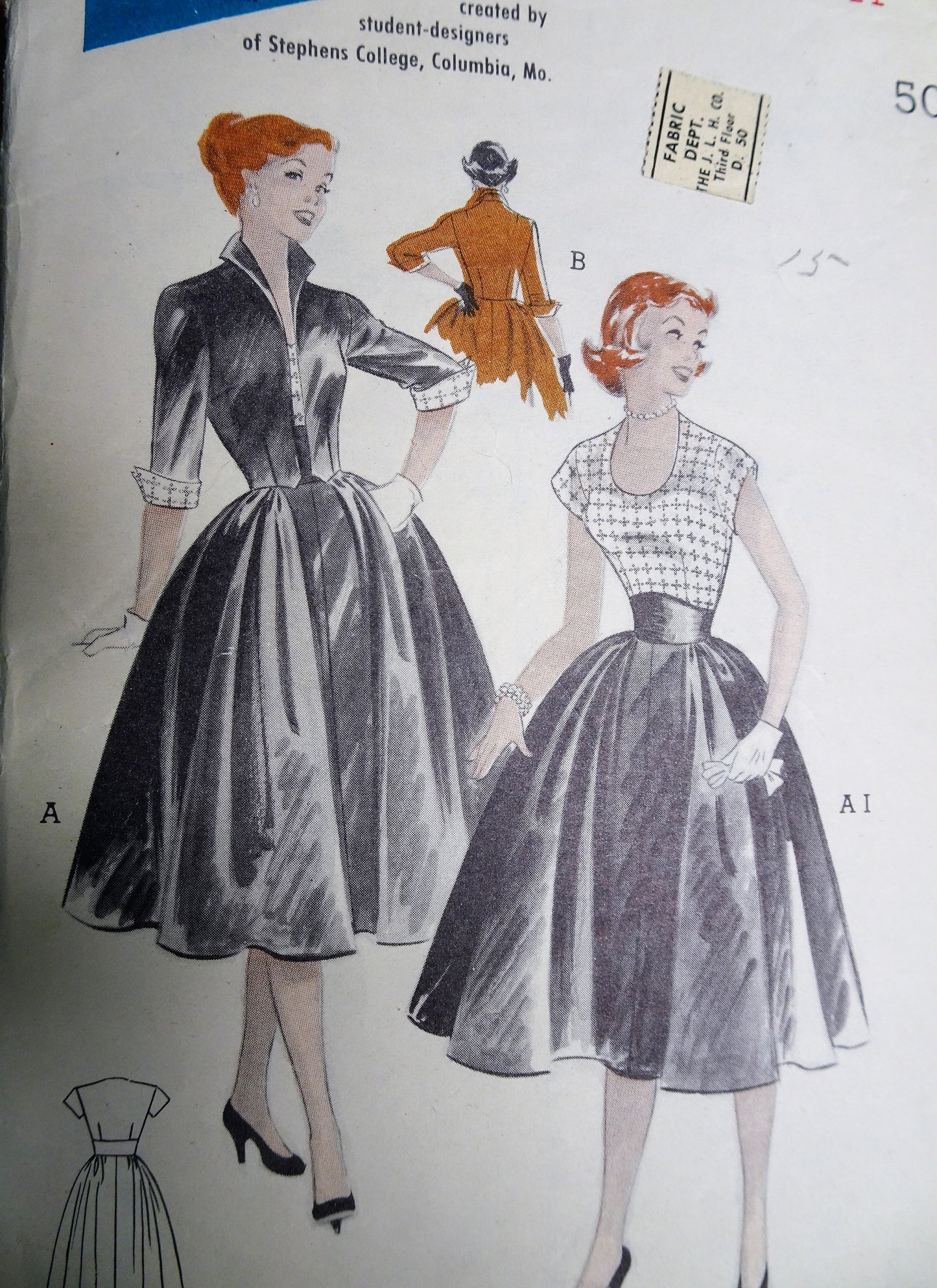 1950s LOVELY Party Dress and Jacket Pattern BUTTERICK 6459 Susie Stephens Design Wing Collar Jacket, Flattering Horseshoe Neckline Dress Bust 29 Vintage Sewing Pattern