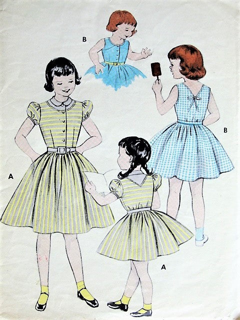 1950s CUTE Little Girl's Dress Butterick 7002 Vintage Sewing Pattern
