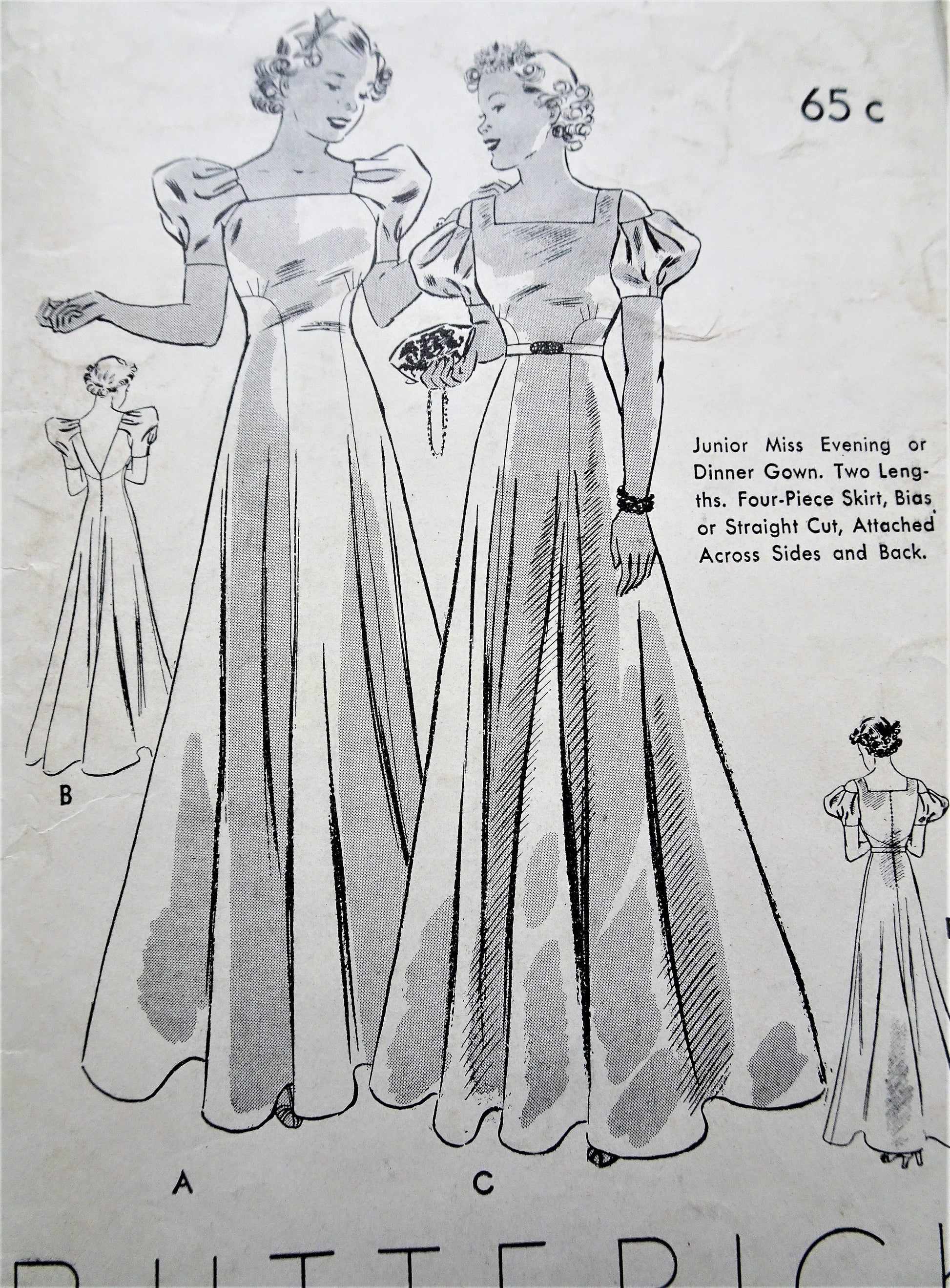BEAUTIFUL 1930s Evening Gown Pattern BUTTERICK 7191 Two Lovely Version – So Vintage Patterns