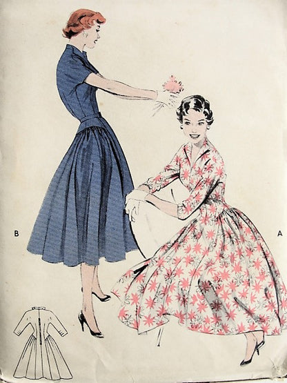 1950s PRINCESS Dress with Long Torso Butterick 7240 Vintage Sewing Pattern Bust 32