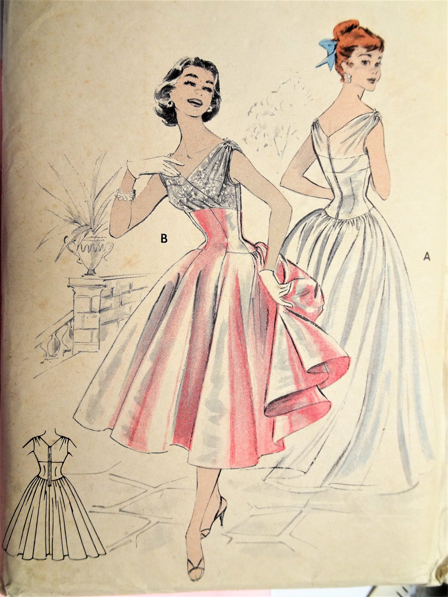 1950s BUTTERICK 7285 Gown Pattern Bust 28 Vintage Sewing Pattern