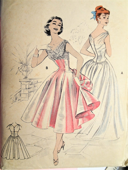 1950s BUTTERICK 7285 Gown Pattern Bust 28 Vintage Sewing Pattern