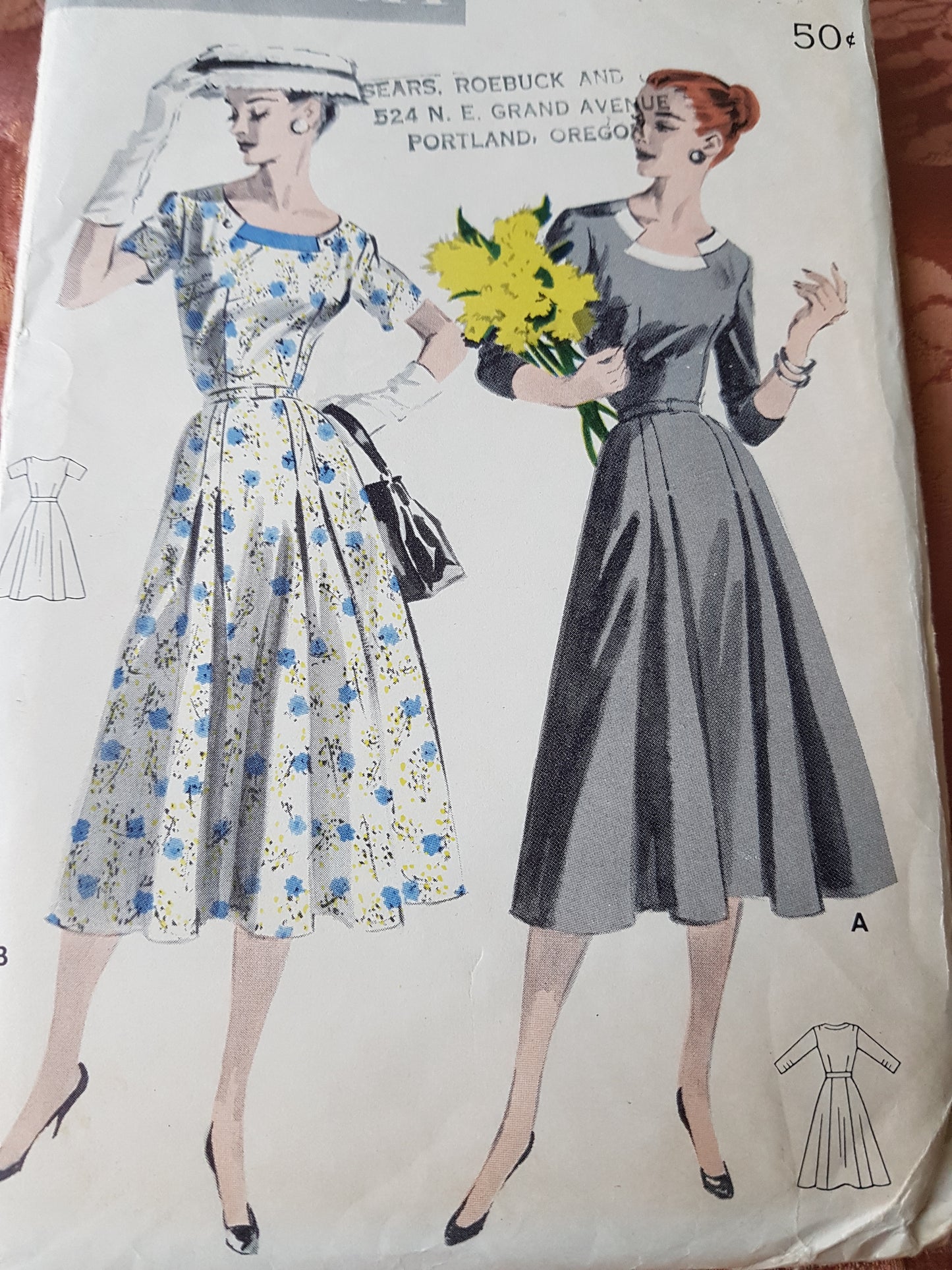 1950s FABULOUS Dress Pattern BUTTERICK 7793, Two Lovely Necklines, Bust 40 Vintage Sewing Pattern
