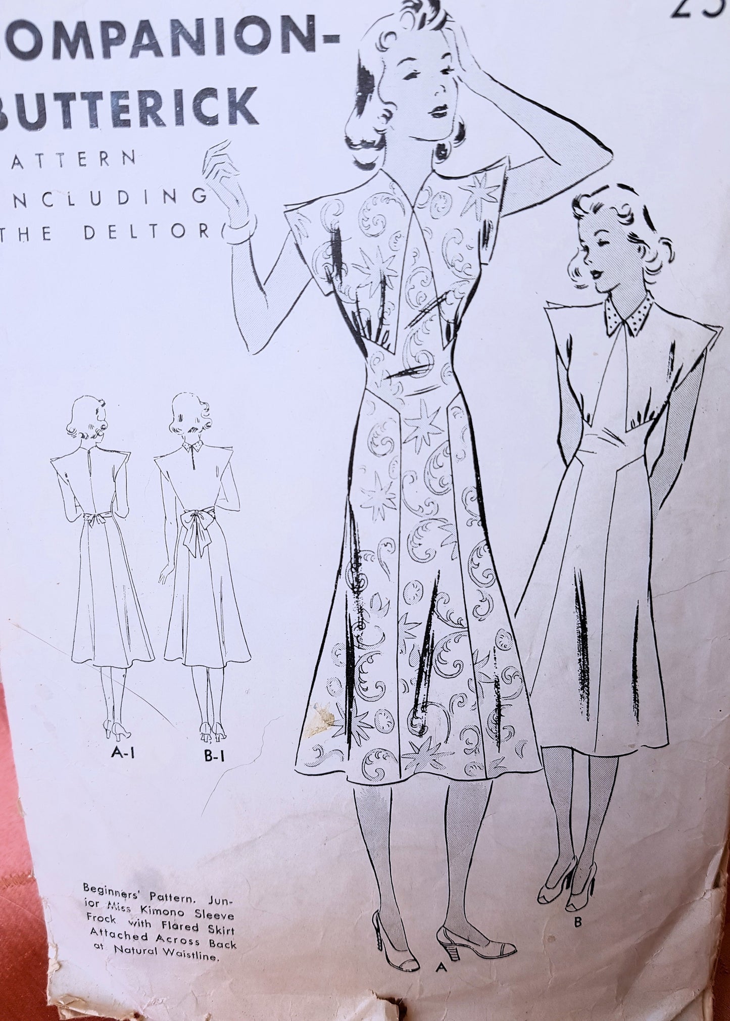 Late 1930s BEGINNERS Dress Pattern BUTTERICK 7881 Very Pretty Design, Bust 30 Vintage Sewing Pattern