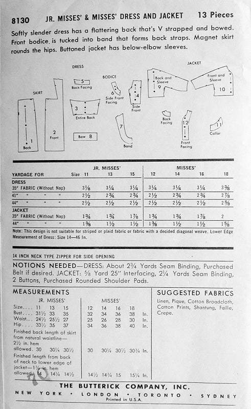 1950s STRAPPY Back Cocktail Party Dress Pattern BUTTERICK 8130 Figure Flattering Slim Sheath Dress ,Crop Jacket ,Bust 31.5 Vintage Sewing Pattern UNCUT
