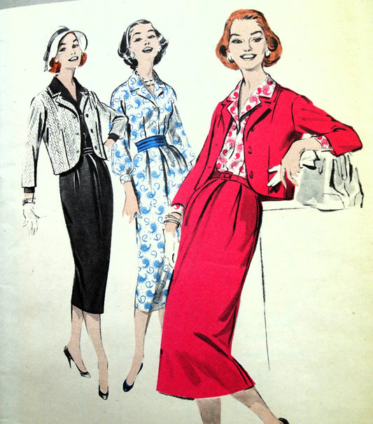 LOVELY 1950s Coordinates Pattern BUTTERICK 8298 Cutaway Jacket, Slim Tapered Skirt, Notched Collar Blouse,  Bust 34 Vintage Sewing Pattern FACTORY FOLDED