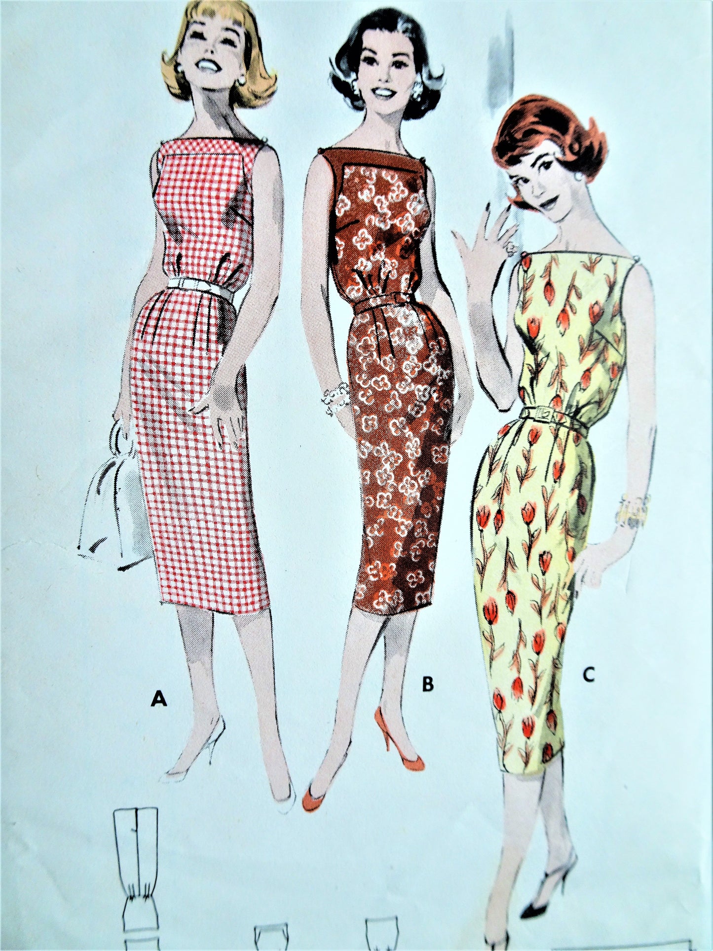LOVELY Quick 'N Easy- Bateau Neckline Sheath Dress Pattern BUTTERICK 8569 Simple To Make Classy Dress, Bust 32 Vintage Sewing Pattern