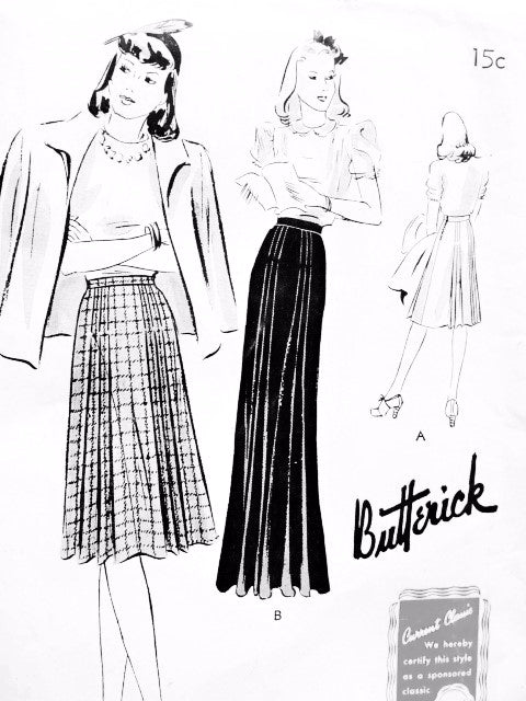 1940s Day or Evening Skirt Pattern BUTTERICK 9311 Fabulous Style Waist 32 Vintage Forties Sewing Pattern FACTORY FOLDED