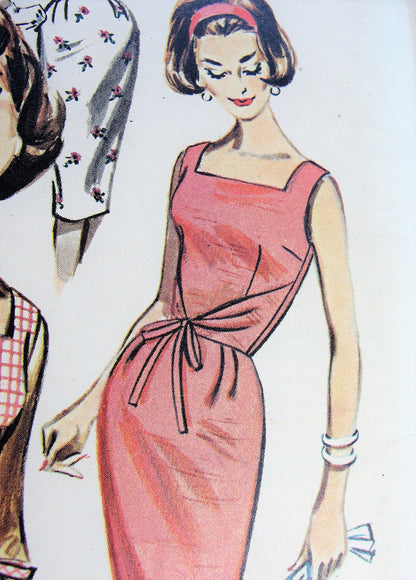 1960s SIZZLING Slim Dress Pattern BUTTERICK 9753 Square Neckline Sheath Day or After 5 Cocktails Dinner Dress  Bust32 Quick n Easy Vintage Sewing Pattern FACTORY FOLDED