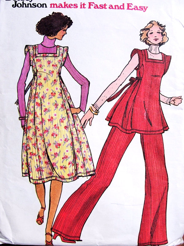 1970s CUTE Betsey Johnson BOHO Jumper,Tunic and Wide Leg Pants Pattern BUTTERICK 4427 Bust 30 Vintage Sewing Pattern