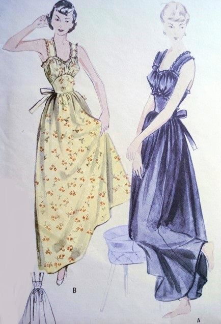 1950s Beautiful Nightgown Pattern Butterick 5089 Camisole Top Fitted Midriff Glamorous Lingerie Vintage Sewing Pattern