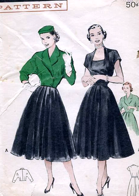 1950s LOVELY Dress and Spencer Jacket Pattern BUTTERICK 6262 Figure Flattering Design, Day or Evening, Bust 32 Vintage Sewing Pattern FF