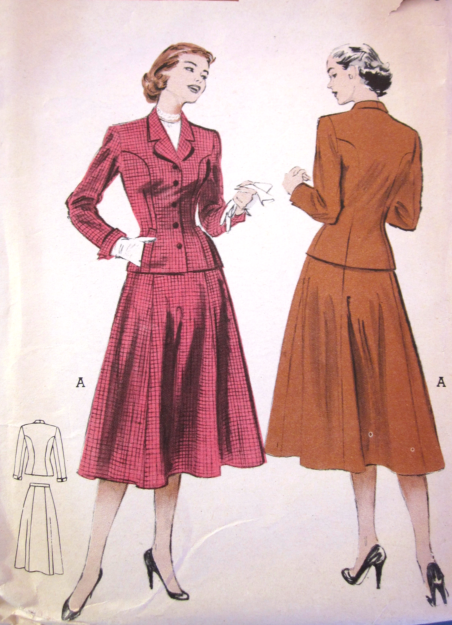 1950s BEAUTIFUL Flared Skirted Suit Pattern BUTTERICK 6287 Lovely Fitted Jacket Bust 32 Vintage Sewing Pattern FF