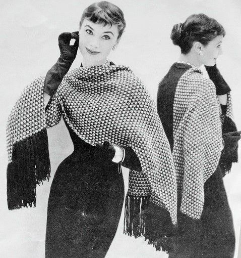 INSTANT PDF PATTERN 1950s Vintage Knitting Crochet Pattern Elegant Tweedy Stole Wrap Scarf Perfect For Day or Evening