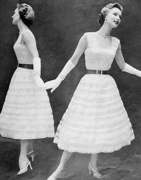 INSTANT PDF PATTERN 1950s Vintage Crochet Pattern  Beautiful Lacy Dress Parisien Lace Suitable As Wedding Dress