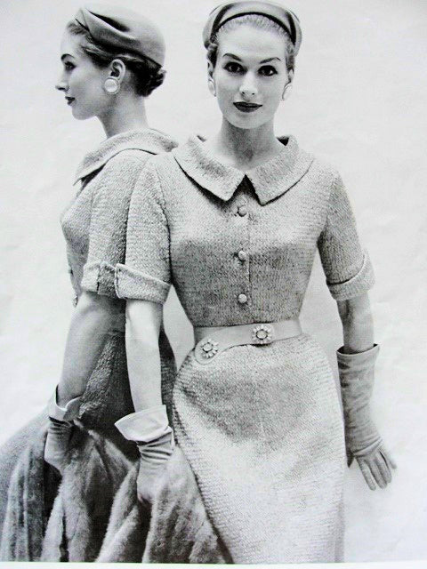 INSTANT PDF 1950s Vintage Ribbon Knitting Pattern Figure Show Off Knit Dress Stand Up Collar Retro Style