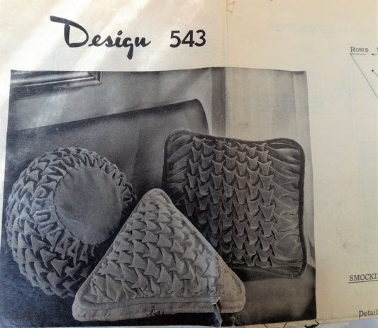 1960s FABULOUS Fancy Smocked Pillow Pattern Mail Order 543 Three Wonderful Designs of Smocked Cushions Vintage Smocking Sewing  Pattern