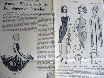 1960s CLASSY Day into Evening Sheath Pattern SPADEA 451 Designer Dinah Shore Travel Wardrobe Collection Bust 35 Vintage Sewing Pattern