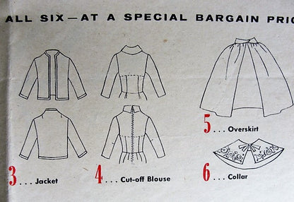 1960s CLASSY Dickey Blouse Pattern SPADEA 454 Designer Dinah Shore Wardrobe Collection Wear Blouse Under Sheath Dress Bust 35 Vintage Sewing Pattern