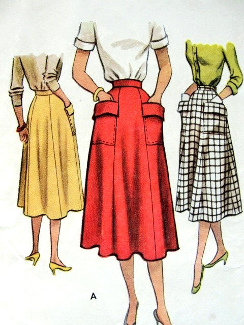 1950s WONDERFUL Skirt Pattern McCall 8494 Easy To Wear Skirt With Large Pockets Waist 28 Vintage Sewing Pattern