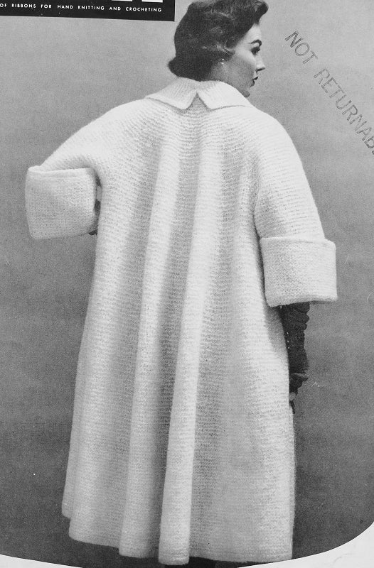 INSTANT PDF PATTERN Crochet and Knit Glam 1950s Full Swing Flare Back Coat Wide Cuffs Perfect Spring or Fall Coat Sweater Knitting Crocheting Pattern