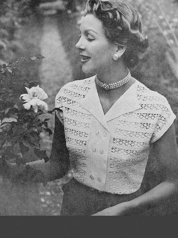 INSTANT PDF CROCHET Pattern 1950s Vintage Ladies Beautiful Lace Blouse Lacey Double Breasted Style Crocheting Crochet Pattern