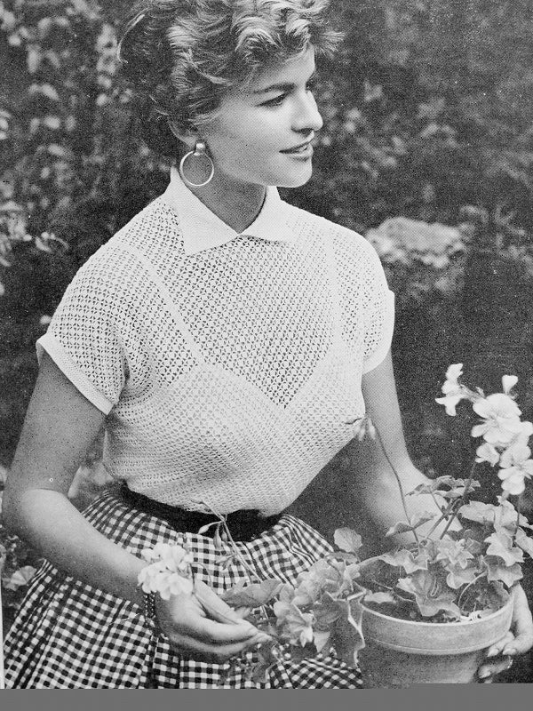 INSTANT PDF CROCHET Pattern 1950s Vintage Ladies Very Pretty Lace Blouse Crocheted Crochet Pattern Rockabilly Style