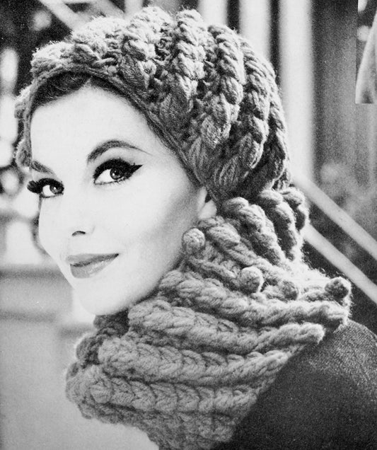 INSTANT DOWNLOAD PDF 1950s Vintage Crochet Pattern Flirty French Cap Hat and Collar Scarf Pattern Fabulous Early 60s Fashion