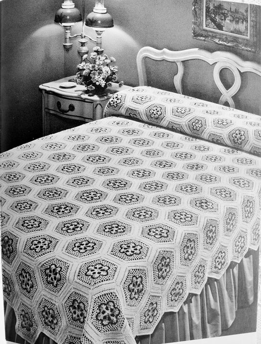 INSTANT DOWNLOAD PDF Beautiful Heirloom Lace Crocheted Victorian Nosegay Bedspread Vintage Crochet Pattern 2 Sizes