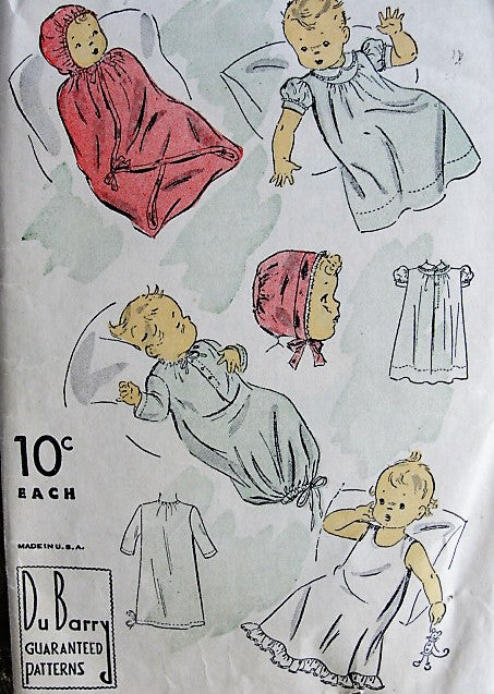 1940s Vintage CLASSIC Infant Layette DuBarry 2493 Sewing Pattern