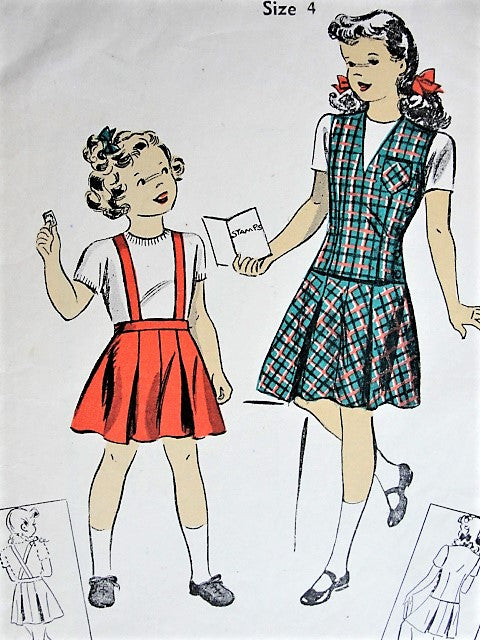 1940s Vintage CHARMING Toddlers Child's Skirt with or without Suspenders and Jerkin Du Barry 5565 Childrens Sewing Pattern Chest 23
