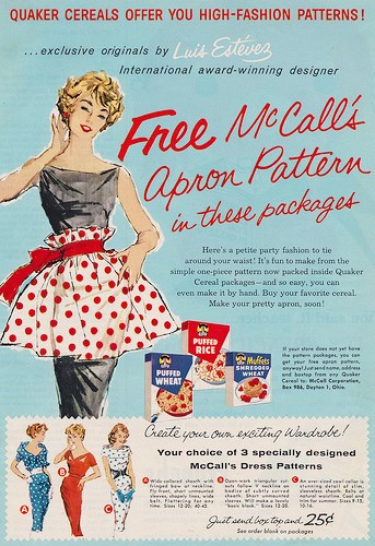WONDERFUL 50s Luis ESTEVEZ McCalls PARTY APRON Pattern Exclusive Quaker Oats Co Pattern FACTORY FOLDED