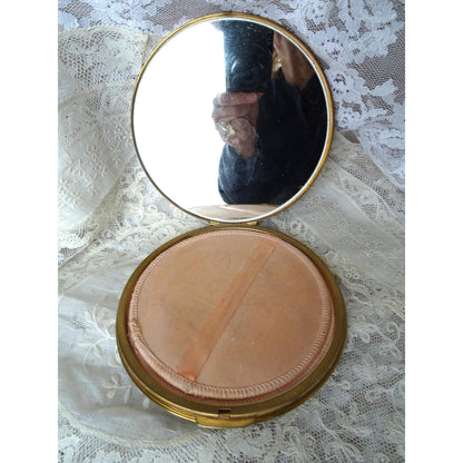 STUNNING Huge Art Deco Powder Compact, Lovely Floral Engraved Front Art Deco Pattern On Back, Gorgeous Vintage Compact,Collectible Compacts