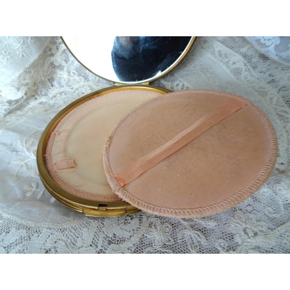 STUNNING Huge Art Deco Powder Compact, Lovely Floral Engraved Front Art Deco Pattern On Back, Gorgeous Vintage Compact,Collectible Compacts
