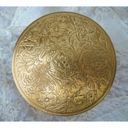 STUNNING Huge Art Deco Powder Compact, Lovely Floral Engraved Front Art Deco Pattern On Back, Gorgeous Vintage Compact,Collectible Compacts