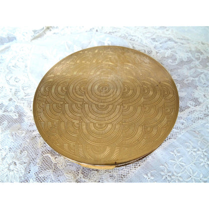 STUNNING Huge Art Deco Powder Compact, Lovely Floral Engraved Front Art Deco Pattern On Back, Gorgeous Vintage Compact,Collectible Compacts